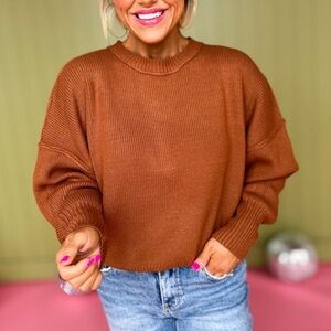 Double Zero Vibrant Rust Crew Neck Sweater